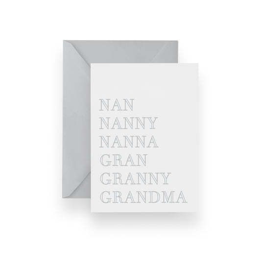 Many Nanna Names Card