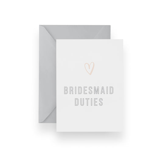 Bridesmaid Duties Card