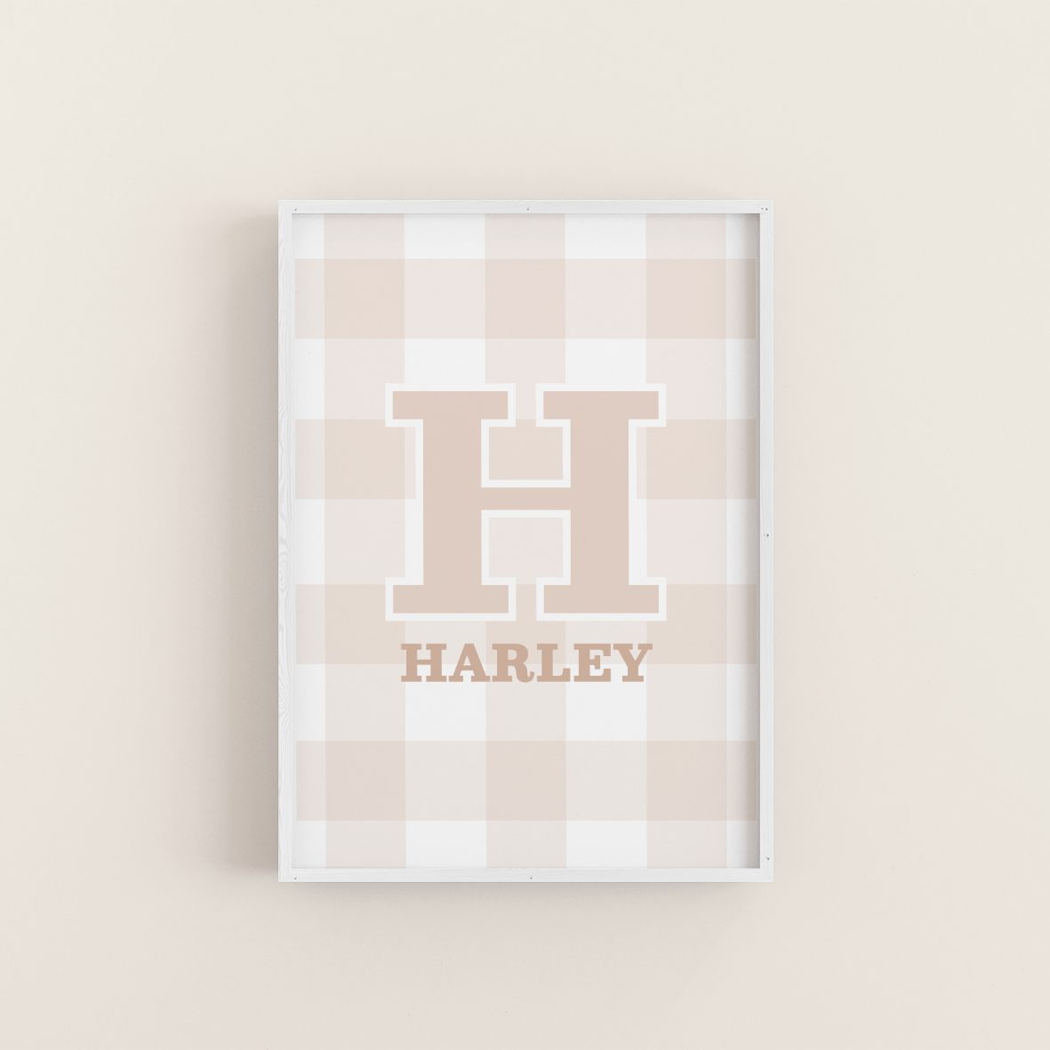 Gingham Name Initial Art Print